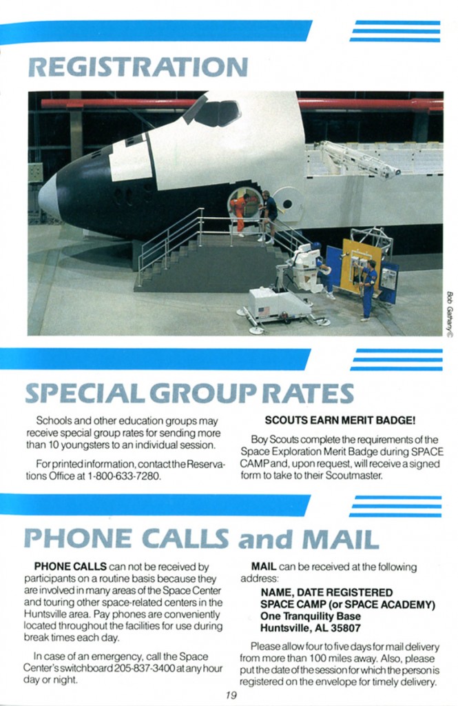 1988 Space Camp Brochure - Page 19