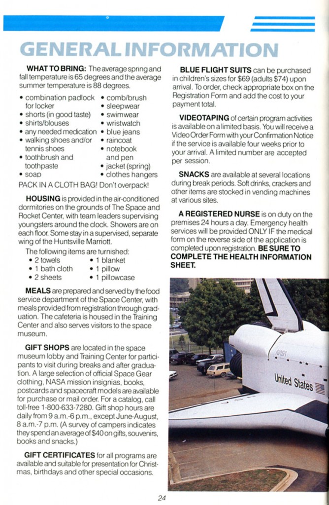 1988 Space Camp Brochure - Page 24